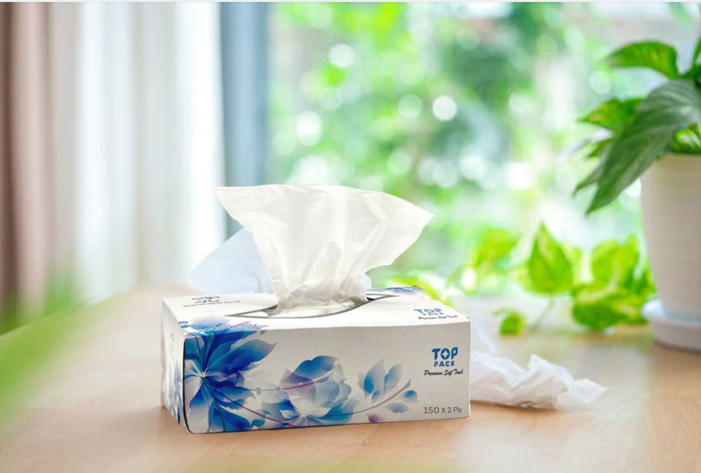 TOP PACK 150 SHEETS X 2PLY FACIAL TISSUE 