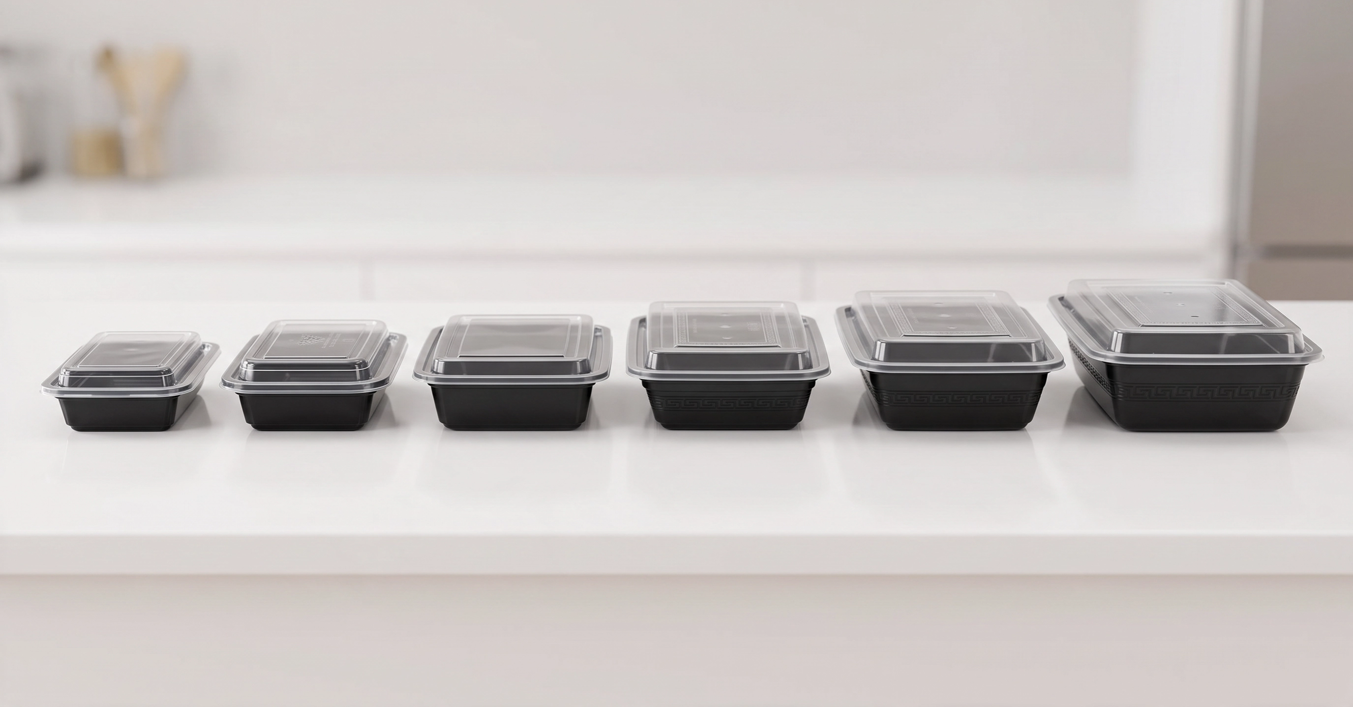 BLACK BASE RECTANGULAR CONTAINERS
