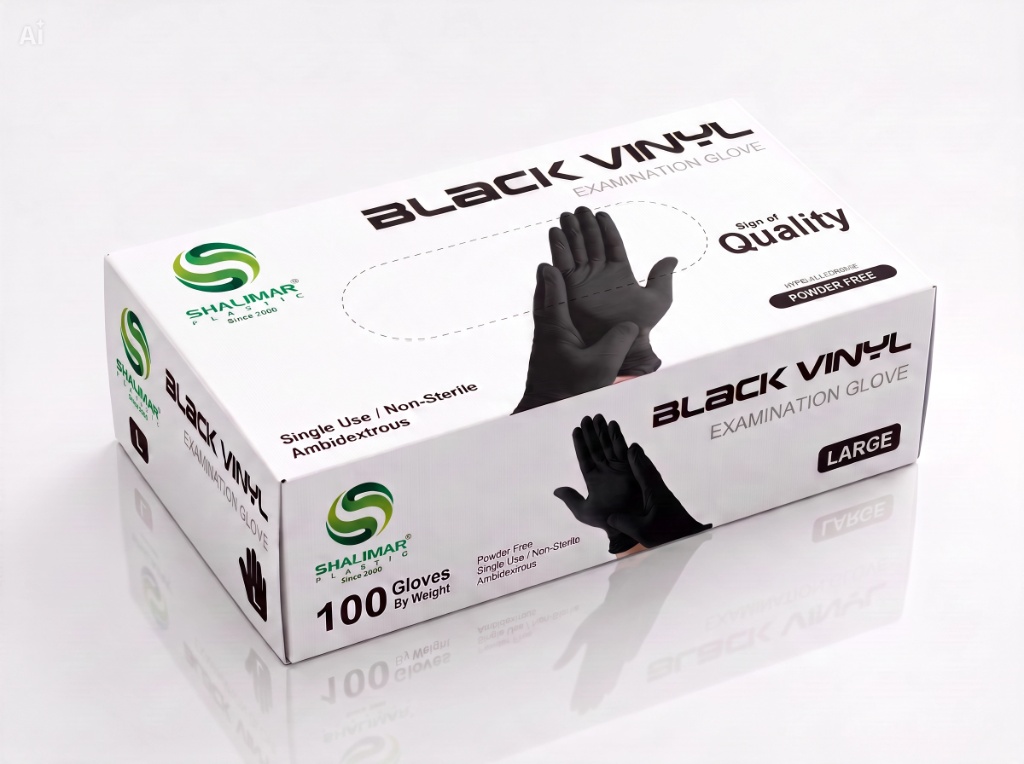 BLACK VINYL GLOVES LARGE
