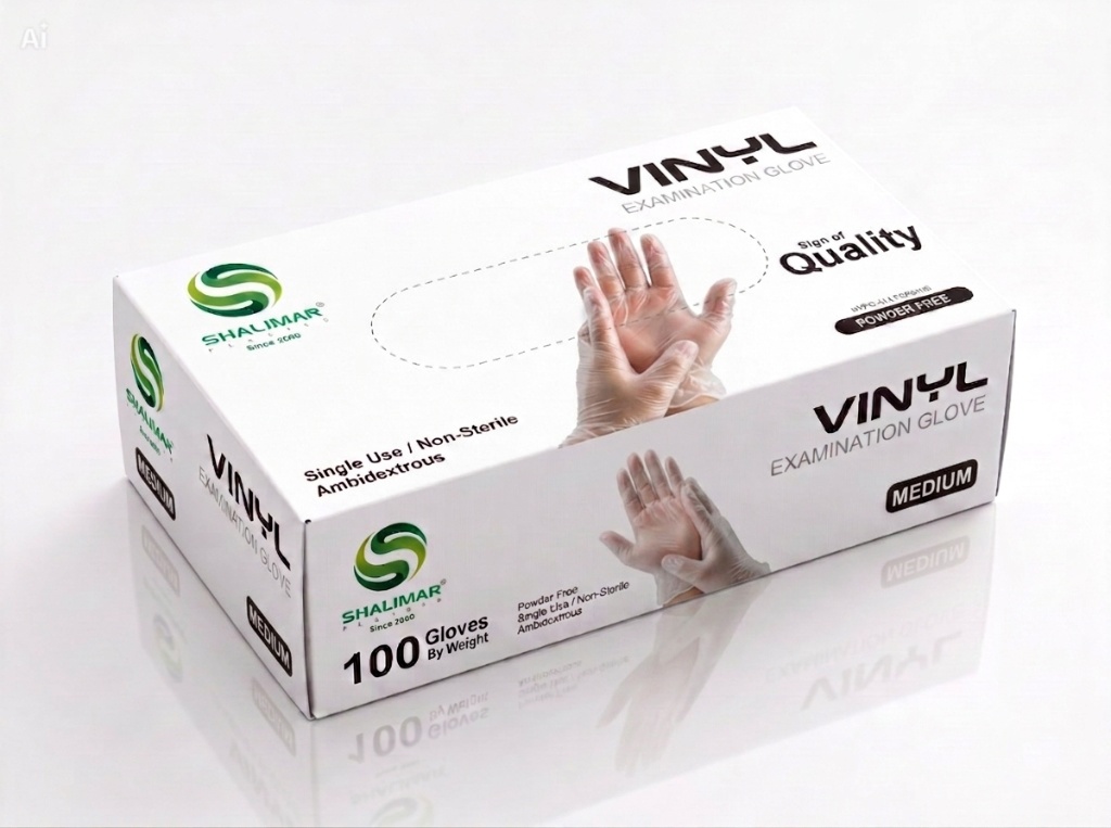WHITE VINYL GLOVES MEDIUM
