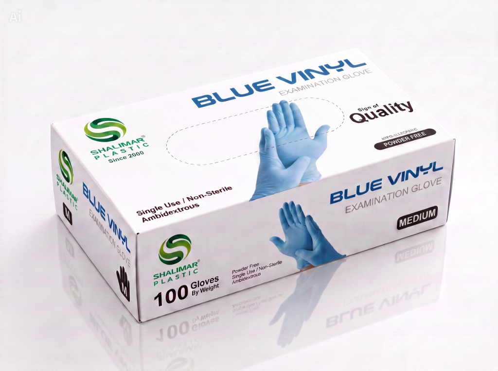 BLUE VINYL GLOVES MEDIUM