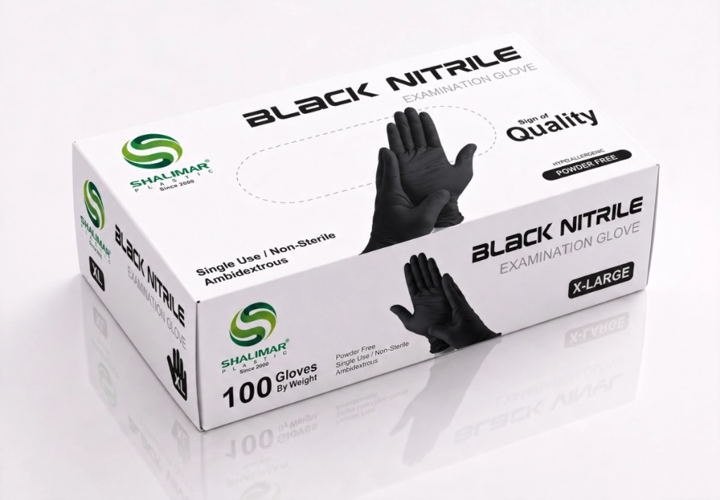 BLACK NITRILE GLOVES X-LARGE