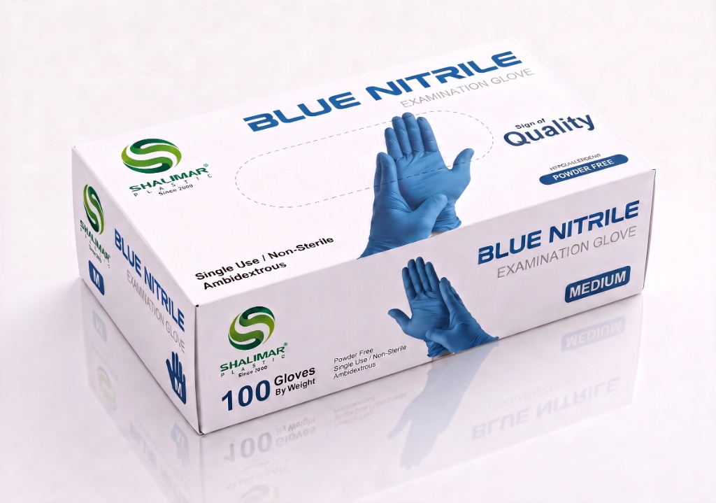 BLUE NITRILE GLOVES MEDIUM