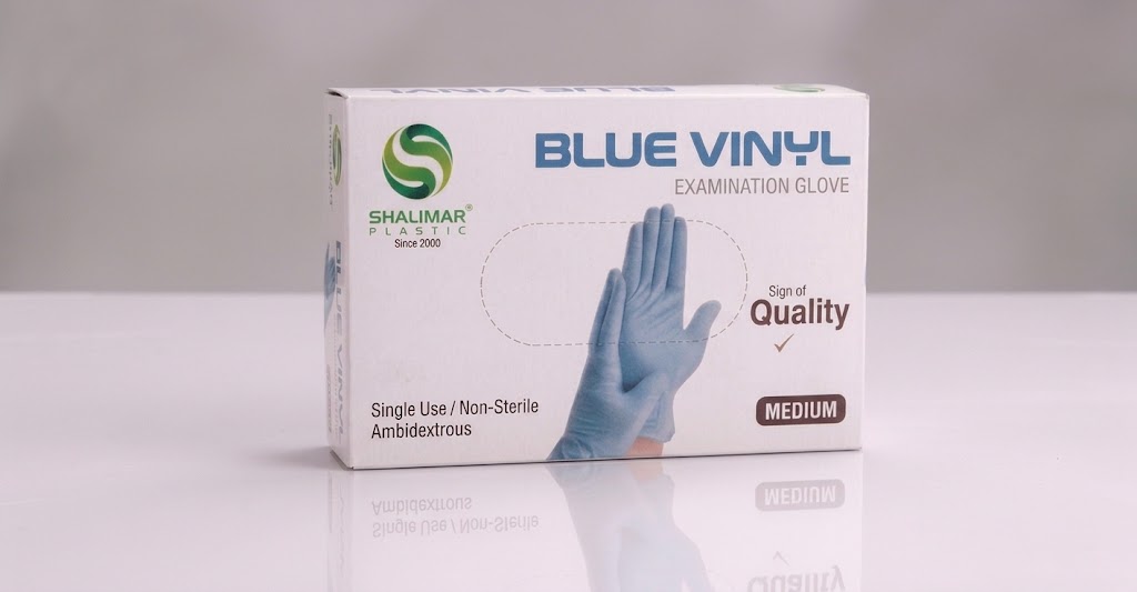 Blue Vinyl Gloves Medium