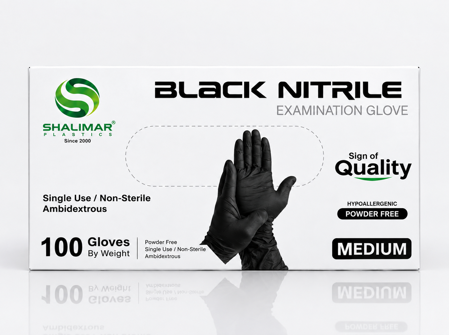 Black Nitrile Gloves Medium